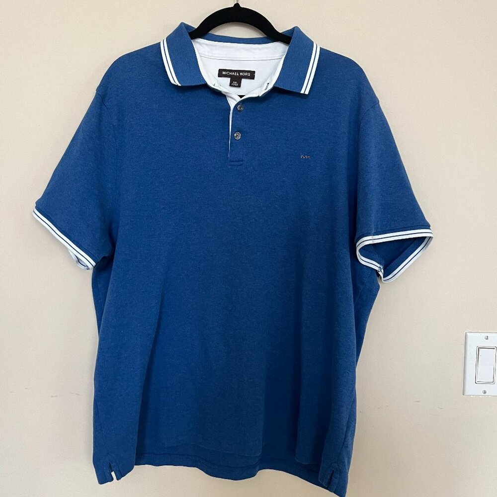 Michael Kors Men's Greenwich Logo Polo Shirt Blue Athleisure Country Club XXL